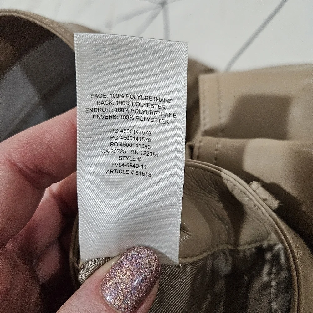 Aritzia Wilfred Melina High-Rise Vegan Leather Pants Light Brown Size 10 - Picture 10 of 10
